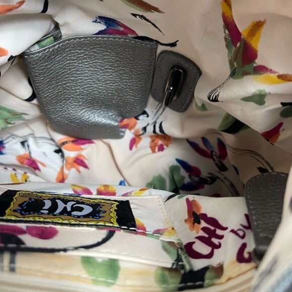 CHI by Carlos Falchil Hobo leather gray shoulder bag with shake skin flap& strap - Picture 13 of 13